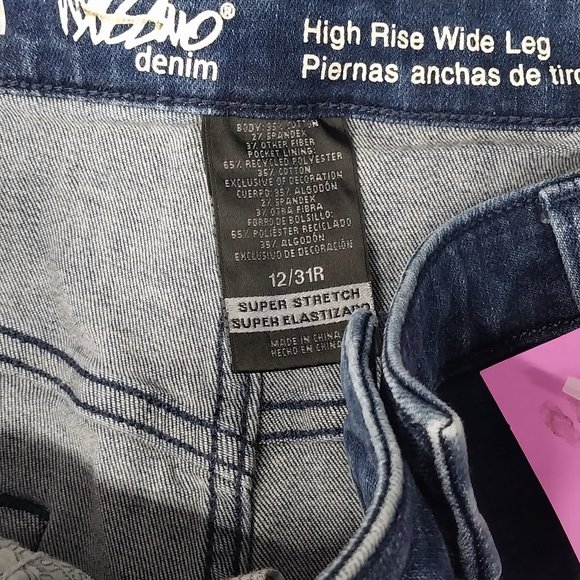 2671 Size 12/31 Mossimo High Rise Stretch Upcycled Wide Leg Bell-Bottoms - Picture 4 of 5